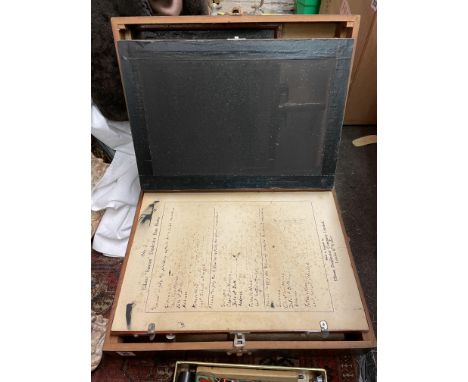 VINTAGE ELLAMS BANTOM NUMBER 2 DUPLICATOR AND BOX OF INK AND BOX OF NIB PENS AND NIBS