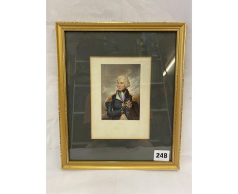 BAXTER PRINT LORD NELSON CL222 1853 STAMPED MOUNT FRAMED AND GLAZED 