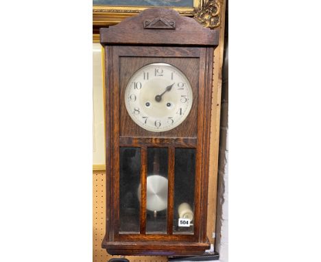 OAK CASED PENDULUM WALL CLOCK 