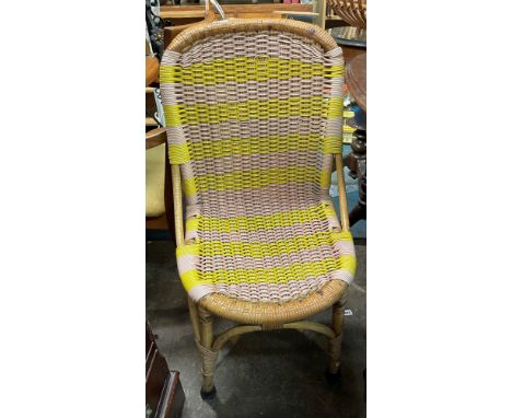 VINTAGE RATTAN AND CANE WEAVE CHAIR 