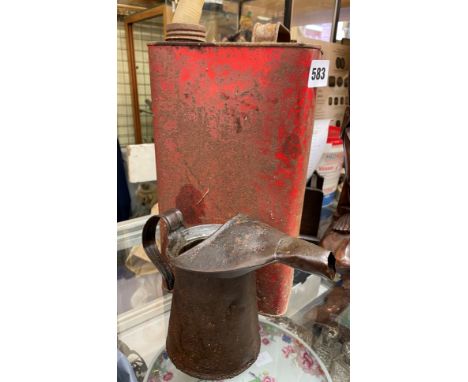 VINTAGE PETROL CAN AND OIL CAN DISPENSER 