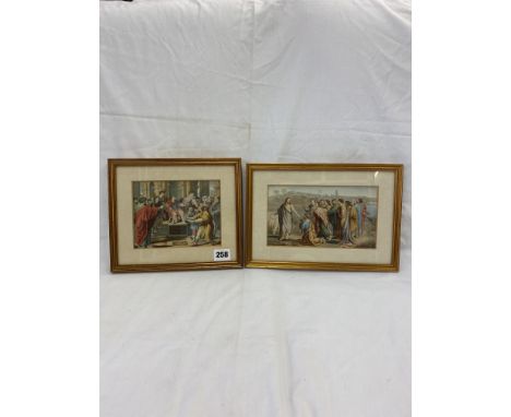 BAXTER PRINT ELYMAS THE SORCERER STRUCK BLIND CL248 1855 - CHRIST CHARGED PETER CL250 1855 (THE RAPHAEL CARTOON SERIES) FRAME