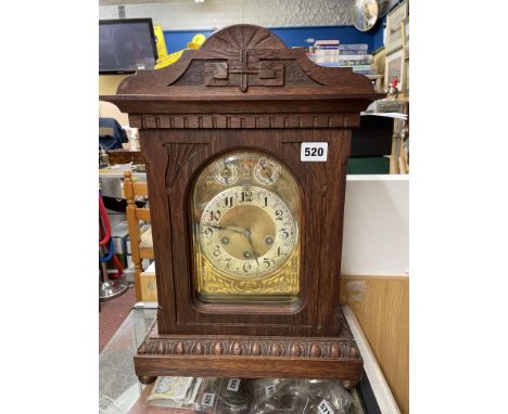 OAK CASED EIGHT DAY MANTLE CLOCK