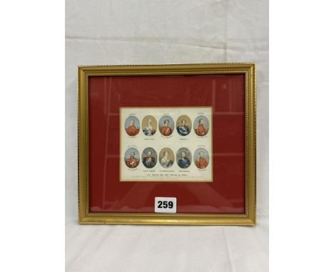 BAXTER PRINT THE QUEEN AND THE HEROES OF INDIA CL143 1857 FRAMED AND GLAZED