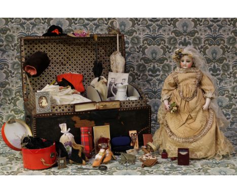 A 19th century pale bisque head French Poupée de Mode or fashion doll, attributed to Francois Gaultier, the bisque head inset