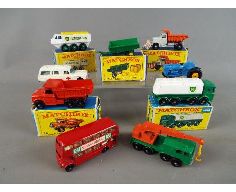 Matchbox by Lesney - A collection of nine diecast Matchbox vehicles, 5 of which are boxed. Boxed items include - #16 Scammell