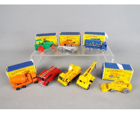 Matchbox by Lesney - A collection of eight diecast Matchbox vehicles, 5 of which are boxed. Boxed items include #1 Aveling Ba