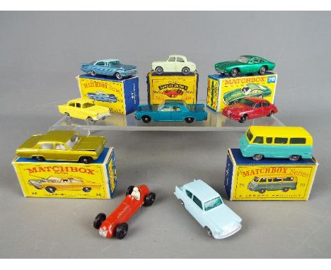 Matchbox by Lesney - A collection of ten diecast Matchbox vehicles, 5 of which are boxed. Boxed items include #57 Chevrolet I