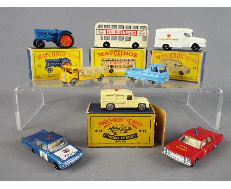 Matchbox by Lesney - A collection of eight diecast Matchbox vehicles, 4 of which are boxed. Boxed items include #74 Daimler B