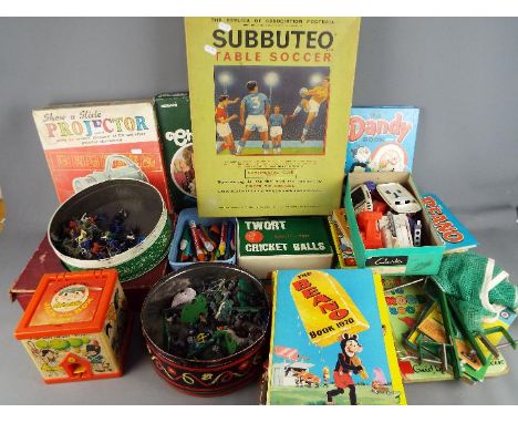 Dinky Toys, Subbuteo, Britains, Mini Cine and others - A mixed collection of vintage children's toys and games. Lot includes 