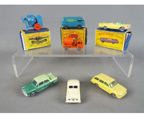 Matchbox by Lesney - A collection of seven diecast Matchbox vehicles, 3 of which are boxed. Boxed items include #3 Cement mix