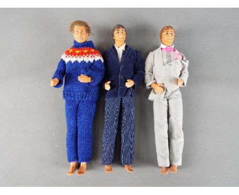 Barbie by Mattel - A collection of three Ken poseable fashion dolls, two brown headed dolls marked to the head '1983 Mattel' 