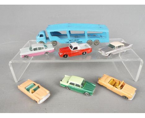 Matchbox, Lesney - A collection of seven unboxed diecast vehicles by Matchbox. lot consists of Matchbox Car Transporter Acces