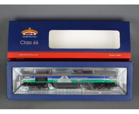 Bachmann - A boxed Bachmann DCC 21pin OO gauge #32-738 Class 66/7 Diesel Locomotive Op.No.66711 'Sence' in GBRF Aggregates li