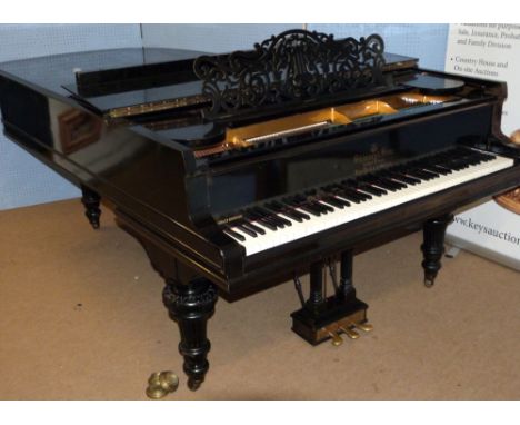 Steinway &amp; Sons grand piano -1906 Seven-foot full-length serial model 121681- ebonised, retailed by Hug &amp; co of Winte