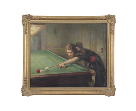 Effie Spring-Smith (1907-1974) Oil on canvas portrait of Joyce Gardner (women's professional billiard champion 1931-1933, 193