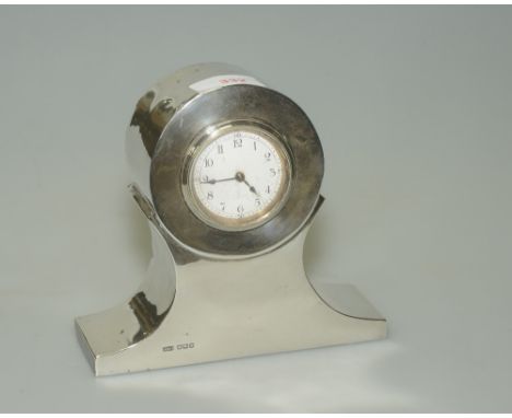 A silver cased mantel clock, Sheffield 1914, makers mark for James Deakin & Sons, 16cm high 