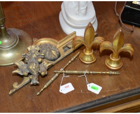 A group of 19th Century architectural salvage comprising: a gilt hoho bird from a George III fret work mirror; a mirror pedim