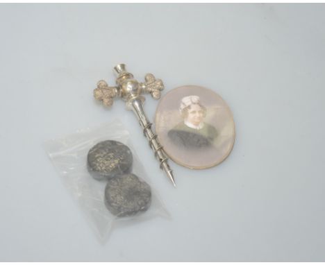 Two 19th Century beeswax seals embossed William J.L. Lathorn, London and Francis L Lathorn, London, a champagne tap with Prin