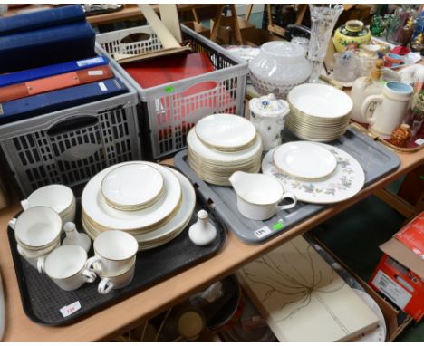 Two trays inc a Royal Worcester 'Garland' pattern cake plate together with a part Royal Tuscan white & gold breakfast set com