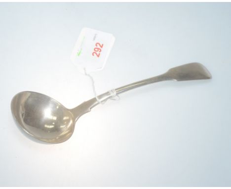 A George III silver sauce ladle, London 1779, fiddle pattern. 1.78 troy ounces