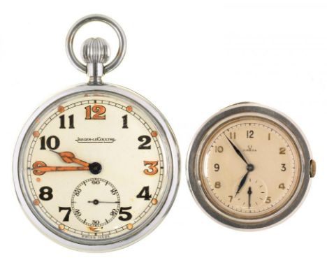 A JAEGER LECOULTRE MILITARY ISSUE STAINLESS STEEL KEYLESS LEVER WATCH, CASE BACK MARKED BROAD ARROW G.S.T.P. F010616, 51 MM D