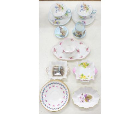 A SMALL COLLECTION OF SHELLEY BONE CHINA TEA AND TRINKET WARE, VARIOUSLY DECORATED, PRINTED MARK