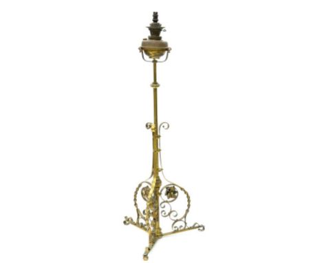 A BRASS STANDARD LAMP, EARLY 20TH C