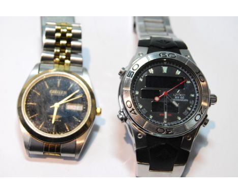 Gent's Citizen quartz chronograph WR100, with digital display and another, automatic, both stainless steel, on bracelets.   (