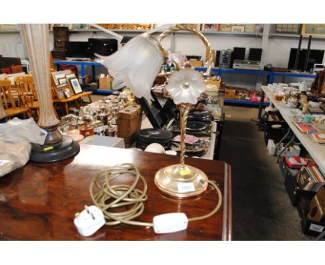 A table lamp and shade