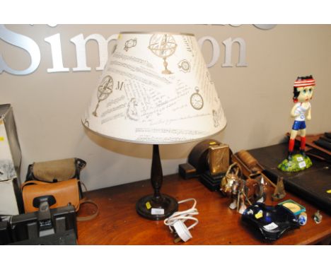 An oak table lamp and shade