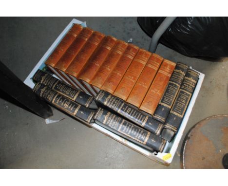 A box of books including Encyclopedia of Practical Knowledge 