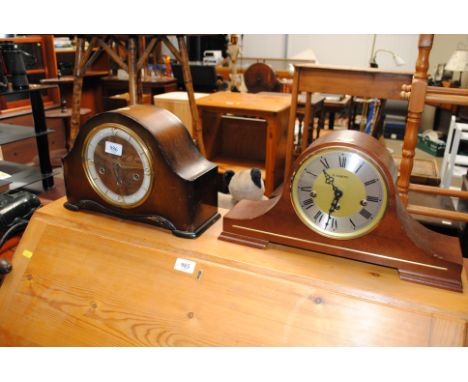 A H. Samuel two hole mantel clock; and a three hole mantel clock