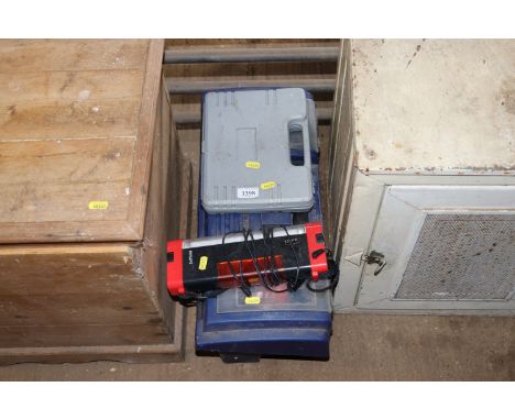 A plastic tool box and contents of various hand tools; a Philips torch and a box of screws and fittings 