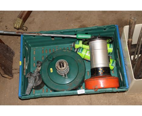 Two greenhouse heaters; a blow lamp etc