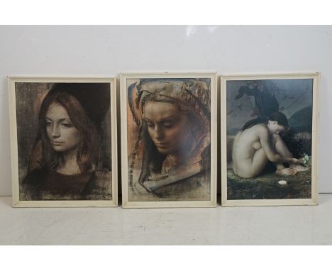 Pietro Annigoni (1910 - 1988), Germoglio, colour print, framed and glazed, 46.5 x 32.5cm, Cristina, colour print, framed 46 x