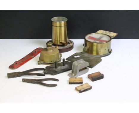 Collection of tools to include an Elliot Brothers Spacing and Marking Instrument, railway instrument and assorted tools.