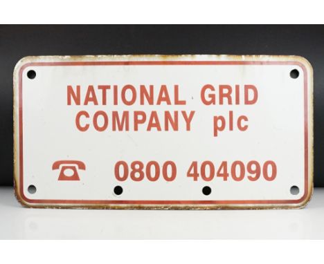 National Grid Company enamel sign, with red lettering on white ground. Approx 61cm W x 31cm H 