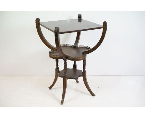 Late 19th / Early 20th century Mahogany Centre Table, the square top supported by four carved shaped supports to the middle s