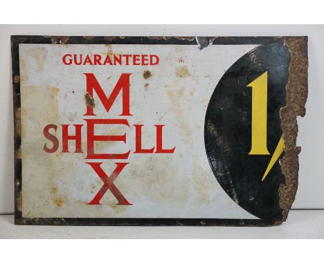Advertising - Shell Mex Guaranteed enamel wall sign with red lettering, approx 70cm W x 45.5cm H 