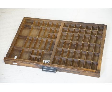 Early to Mid 20th century Wooden Printers Tray Drawer, stamped ' Fleet Street, London ' and ' S Light Extd ' 55cm x 36cm 