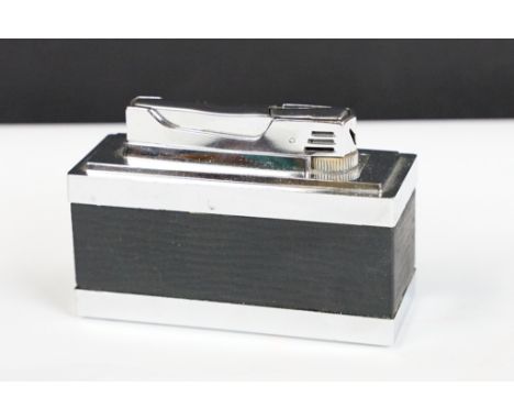 Mid 20th century West German Chrome and Black Table Lighter in the Art Deco style 