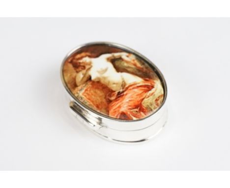 Silver Pill Box with enamel lid 