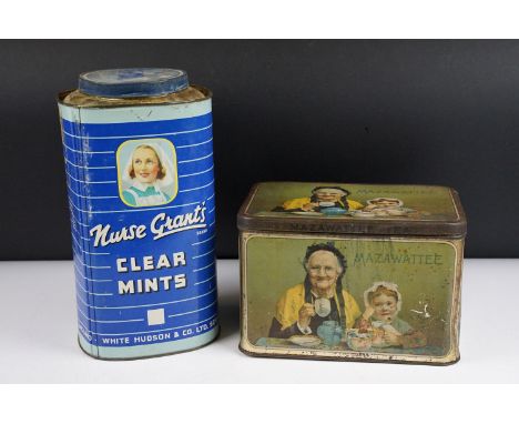 Advertising - A Mazawattee Tea caddy tin, together with a Nurse Grant's Clear Mints tin (approx 28cm high) 