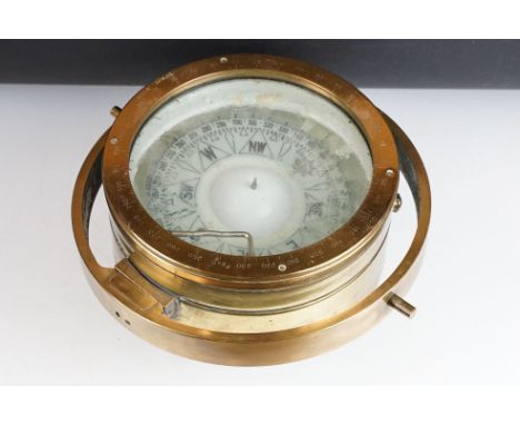 Decca Arkas Brass Ship's Gimbal Compass, type 41B90, approx 31cm diameter 