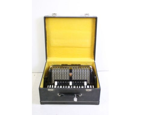20th Century Scandalli ' Mod XIV ' piano accordion in black &amp; white, with twin carry straps, cased 
