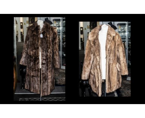 Honey Coloured Mink Jacket with collar and reveres, two side pockets, fully lined in sateen fabric embroidered 'M &amp; A', w