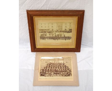 ROYAL DUBLIN FUSILIERS an Edwardian photograph of the Regiment at a ceremonial event, in period oak frame with gilt slip and 