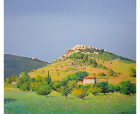 K B HANCOCKSummer in a French village, oil on canvas, signed, 68.3cm x 78.2cm  