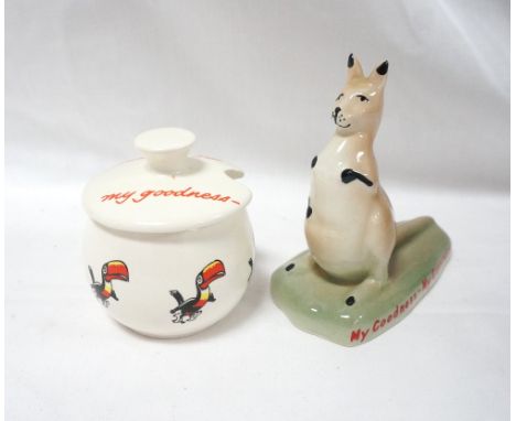 CARLTON WARE MUSTARD POTdecorated with 'my goodness-my Guinness' to the lid and a toucan to the body, together with a Carlton